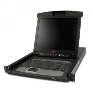 Bekalan Kuasa Terganggu Konsol LCD Rak 17" dengan Penyambung KVM Analog 16 Port Terintegrasi