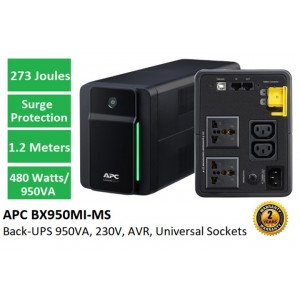 Bekalan Kuasa Terganggu APC Back-UPS 950VA, 230V, AVR, Soket Universal - Jaminan Pembaikan atau Penggantian 2 Tahun