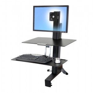 Ergotron WorkFit-S Single HD Workstation with Worksurface (black) For Heavy Display 16–28 lbs monitor (33-351-200)