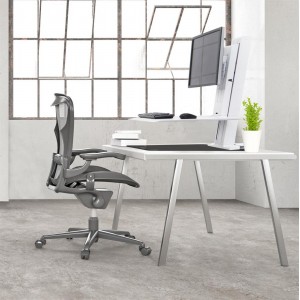 Ergotron WorkFit-SR Dual Monitor Standing Desk Workstation (white) Sit-Stand Desk Attachment - Rear Clamp (33-407-062)