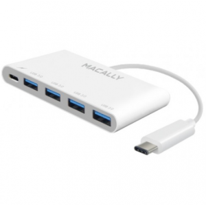 MACALLY USB-C to USB-A Hub with USB-C Charging Port UC3HUB4C