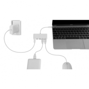 MACALLY USB-C to USB-A Hub with USB-C Charging Port UC3HUB4C