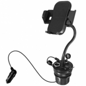 Macally MCUPPOWER 8" Pemegang Pemegang Cup Holder Kereta Boleh Laras dengan Pengecas USB 21W /
