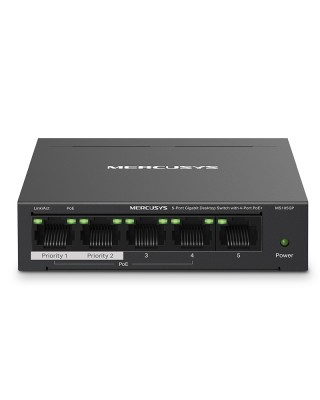 Mercusys Network Giga PoE Switch MS105GP 5-Port Gigabit Desktop Switch with  4-Port PoE+ 