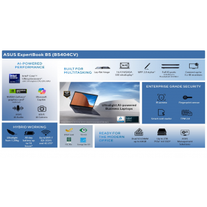 Komputer Riba ASUS ExpertBook B5 PREMIUM B5404CM-AQ51714X 14" WUXGA I5-125U 16GB 512GB SSD Windows 11 Pro 3Y Warranty-On-Site