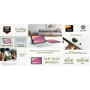 Komputer Riba ASUS ExpertBook CM3001DM2A-R70392 10.5" WUXGA Kompanio 520 8GB 128GB eMMC Chrome 3Y Warranty