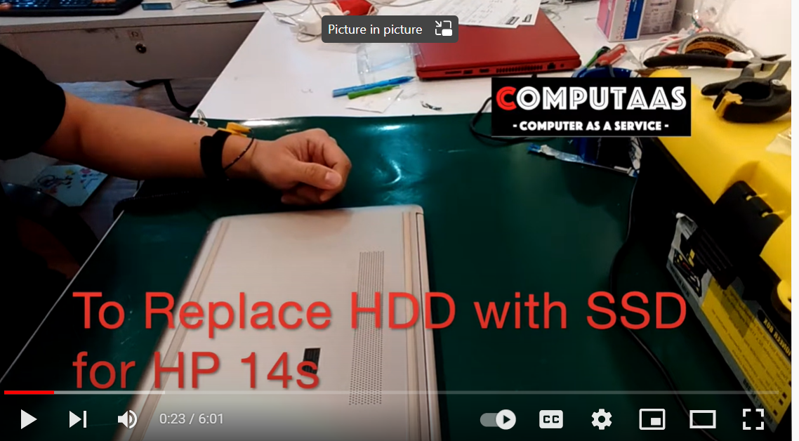 To replaced hardisk drive (HDD) with solid state drive (SSD) for HP 14s.