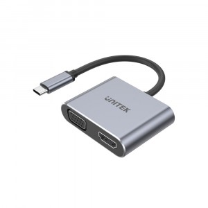 Unitek 4K 60Hz USB-C to HDMI 2.0 and VGA Adapter with MST Dual Monitor (V1126A)