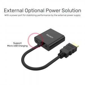 Unitek HDMI to VGA Adapter with 3.5mm for Stereo Audio (Y-6333) Unitek HDMI to VGA Adapter with 3.5mm for Stereo Audio (Y-6333)
