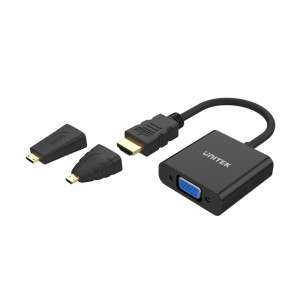 Unitek HDMI to VGA Adapter with 3.5mm for Stereo Audio plus Mini & Micro HDMI Adapter (Y-6355)