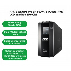 Bekalan Kuasa Terganggu Back UPS Pro BR 900VA, 6 Soket, AVR, Antaramuka LCD - Jaminan Pembaikan atau Penggantian 2 Tahun