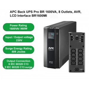 Bekalan Kuasa Terganggu Back UPS Pro BR 1600VA, 8 Soket, AVR, Antaramuka LCD - Jaminan Pembaikan atau Penggantian 2 Tahun