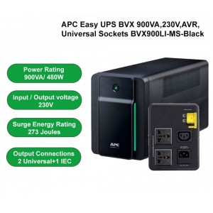 Bekalan Kuasa Terganggu APC Easy UPS 900VA, 230V, AVR, Soket Universal - Jaminan Pembaikan atau Penggantian 2 Tahun