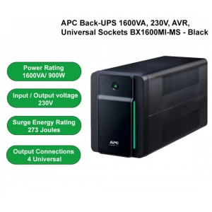 Bekalan Kuasa Terganggu APC Back-UPS 1600VA, 230V, AVR, Soket Universal - Jaminan Pembaikan atau Penggantian 2 Tahun