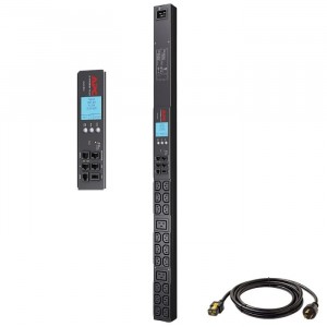 Bekalan Kuasa Terganggu PDU Rak 2G, Metered, Zero U, 20A, 208V, (18) C13 & (2) C19, Kabel L620