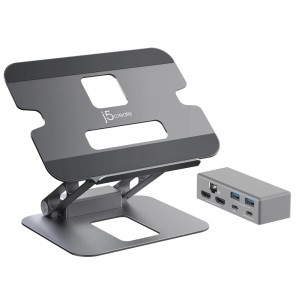 j5 create Multi-Angle Dual HDMI™ Docking Stand Aluminum (Space Gray) 2YW - JTS427 image