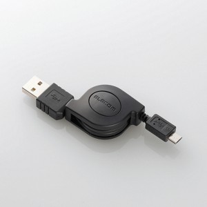Elecom Rewind micro USB cable for Charge/data transmission 0.8M RANDOM COLOR - ( MPA-AMBIRLC08BK )