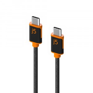j5 create USB-C™ to USB-C™ Sync & Charge Cable with a Braided Polyester Cover for High Durability - JUCX24 image