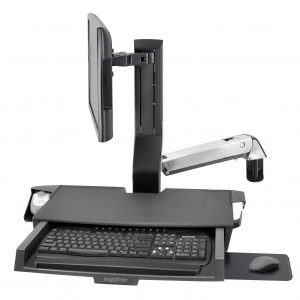 Ergotron SV Combo System with Worksurface & Pan Medium CPU Holder (aluminum) Keyboard & Monitor Mount Workstation (45-595-026) image
