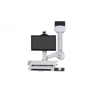 Ergotron SV Combo System with Worksurface & Pan Small CPU Holder (white) Keyboard & Monitor Mount Workstation (45-594-216)