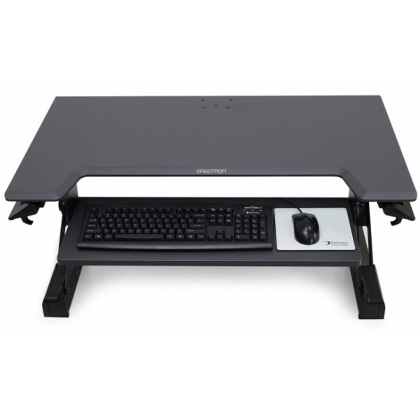 Ergotron WorkFitTL Standing Desk Workstation (black with grey surface