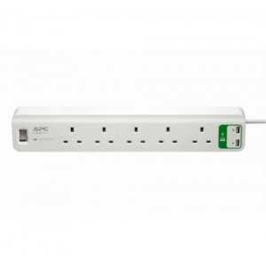 APC Essential SurgeArrest 5 outlets with 5V, 2.4A 2 port USB Charger 230V UK ( PM5U-UK ) image