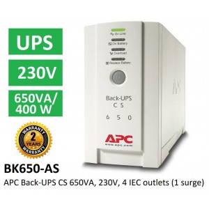 Bekalan Kuasa Terganggu APC BACK-UPS CS 650VA, 230V, ASEAN - Jaminan Pembaikan atau Penggantian 2 Tahun